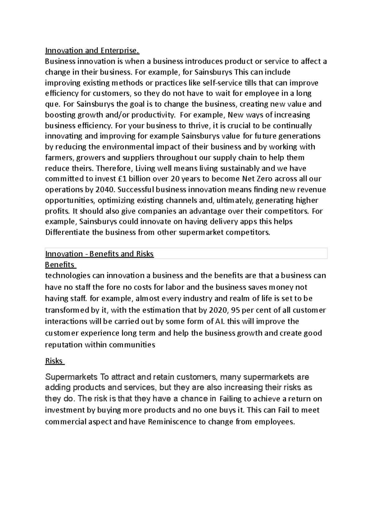 Innovation and Enterprise business level 3 - Innovation and Enterprise ...