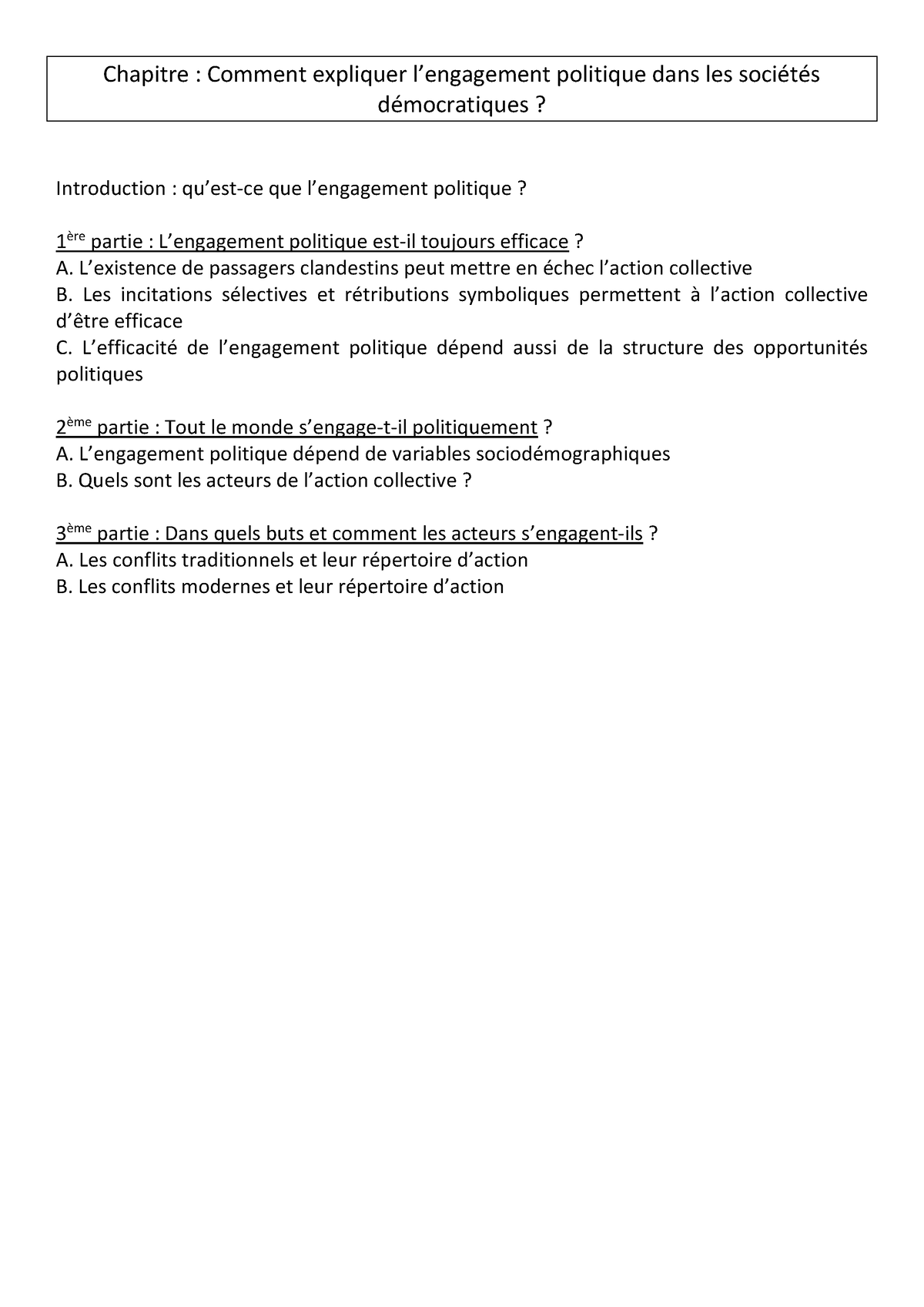 Chap 4 - Engagement Politique - Chapitre : Comment Expliquer L ...