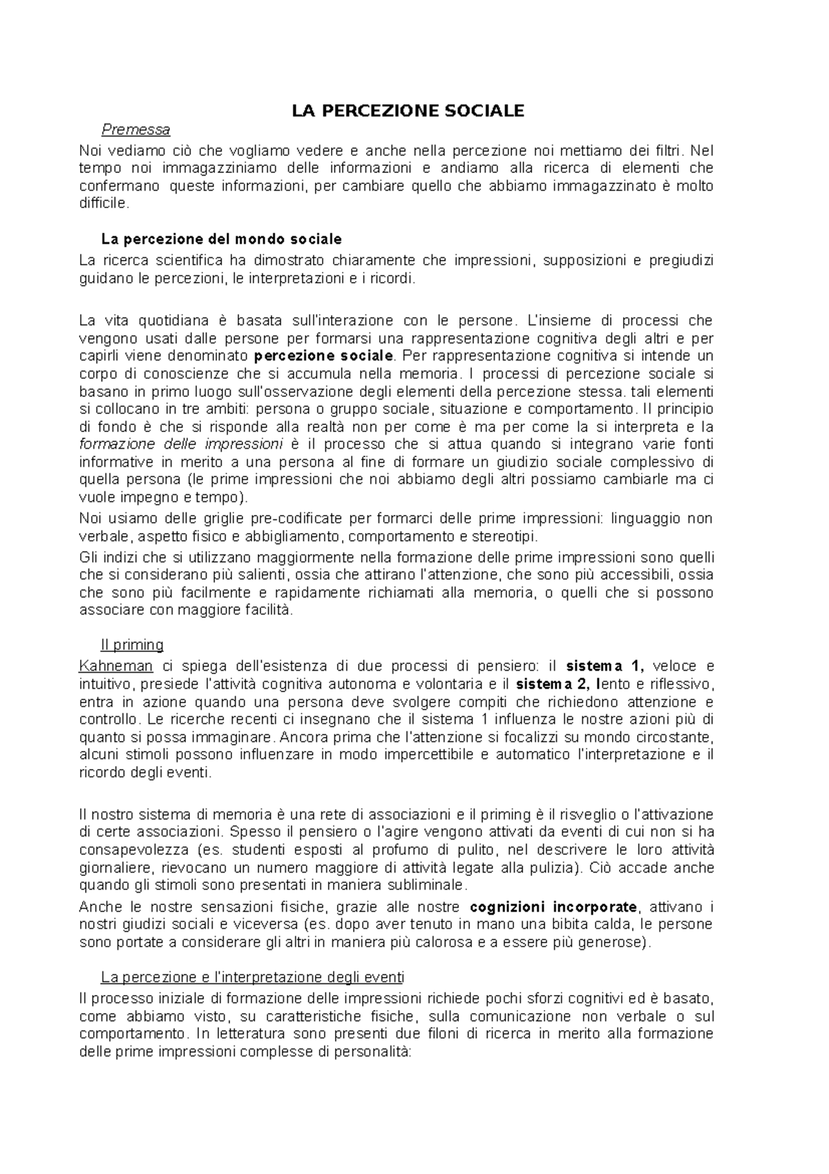 LA Percezione Sociale LA PERCEZIONE SOCIALE Premessa Noi Vediamo Ci 