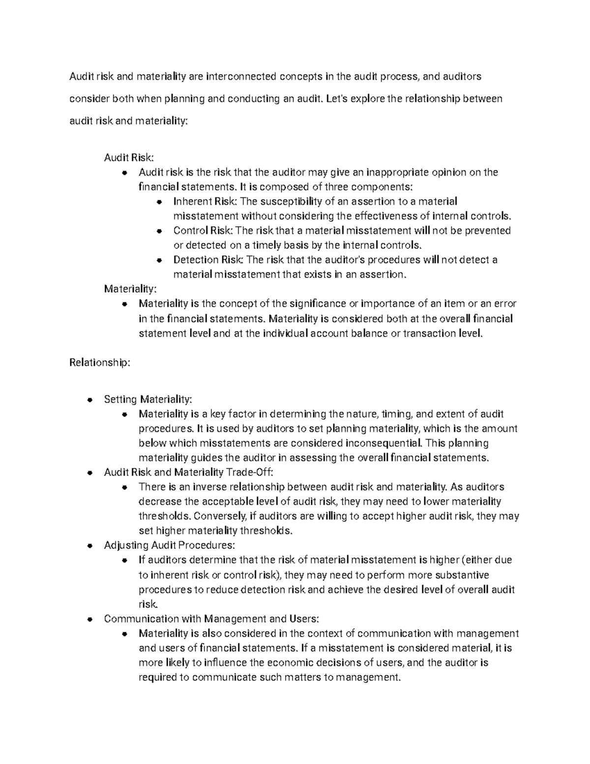 Audit Theory - 4 - Summary of basic concepts - Audit risk and ...