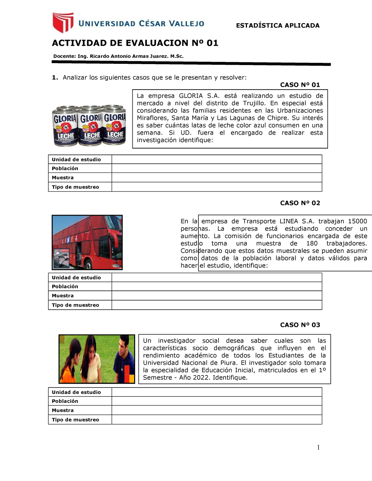 Actividad De Evaluación N° 1 - ESTADÍSTICA APLICADA ACTIVIDAD DE ...