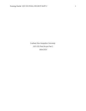 QSO355 8-2 Final Project Part 2 - 8-2 Final Project: Part Two QSO 355 ...