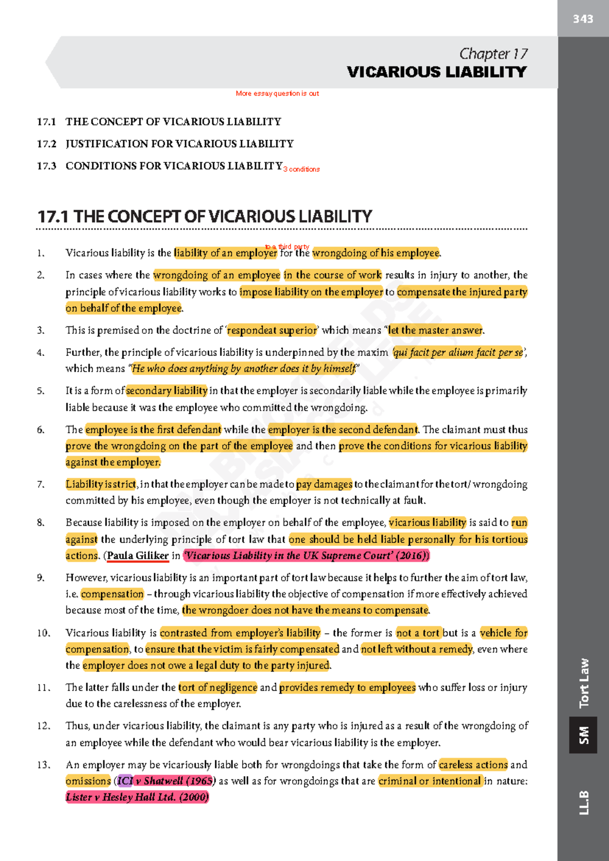 14 Vicarious Liability - LL SM Tort Law 17 THE CONCEPT OF VICARIOUS ...