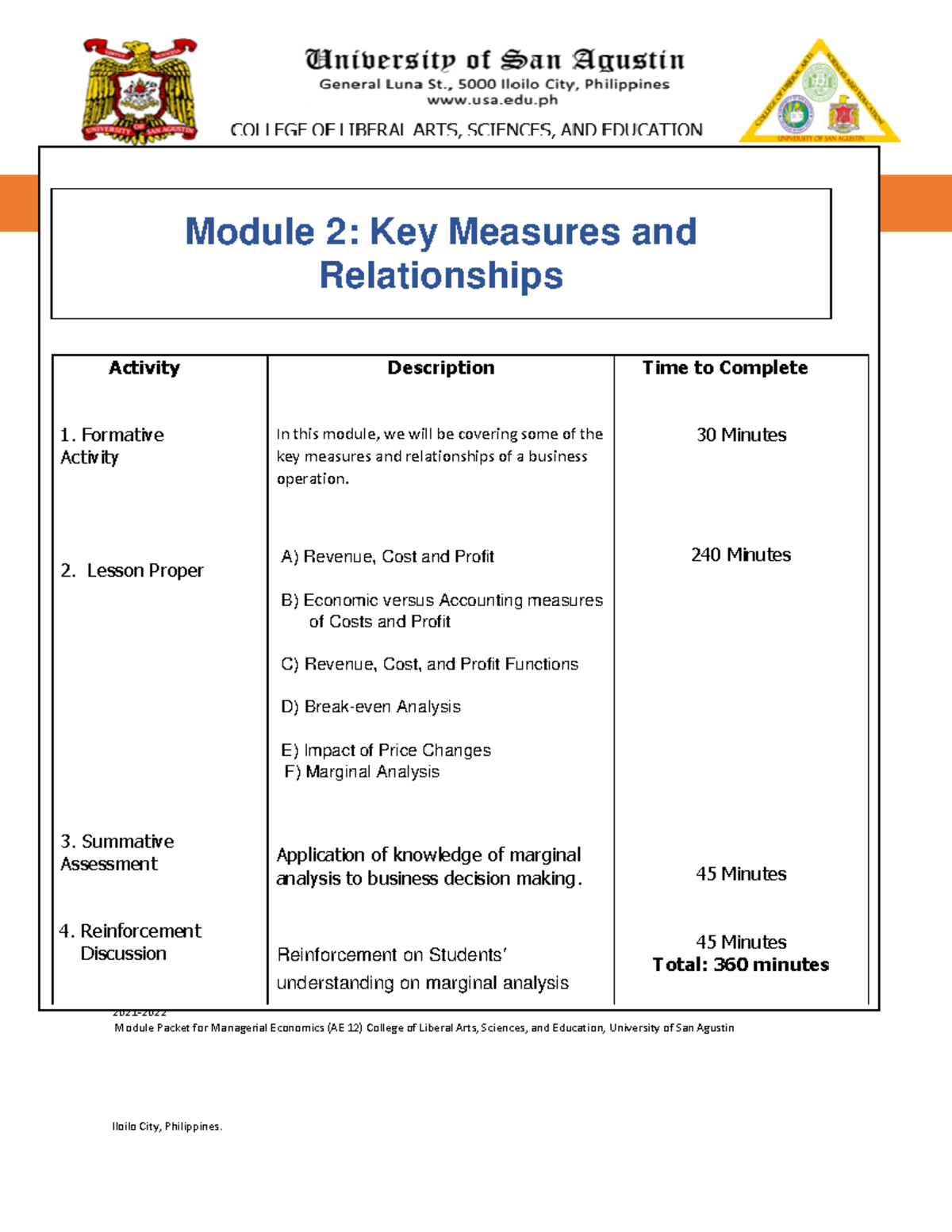Module 2 - r6ueue - 202 1- 202 2 Module Packet for Managerial Economics ...