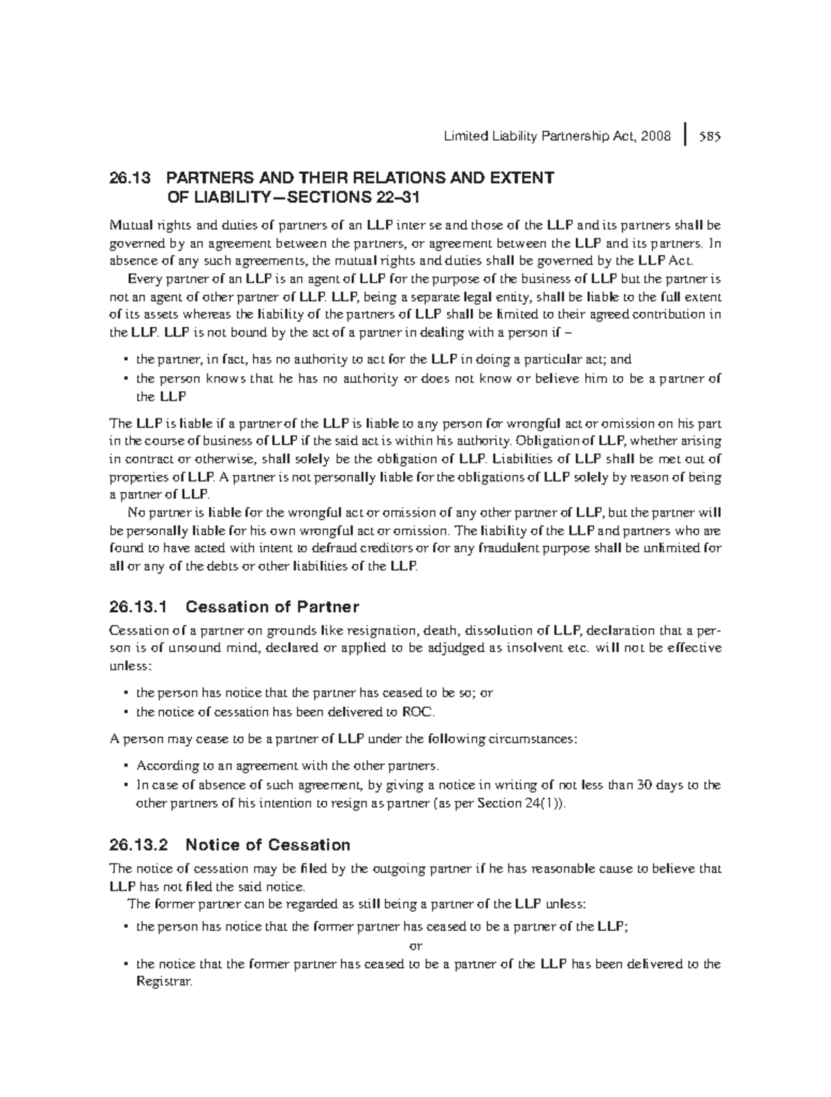 Zlib n/a Limited Liability Partnership Act, 2008 585 26 PARTNERS