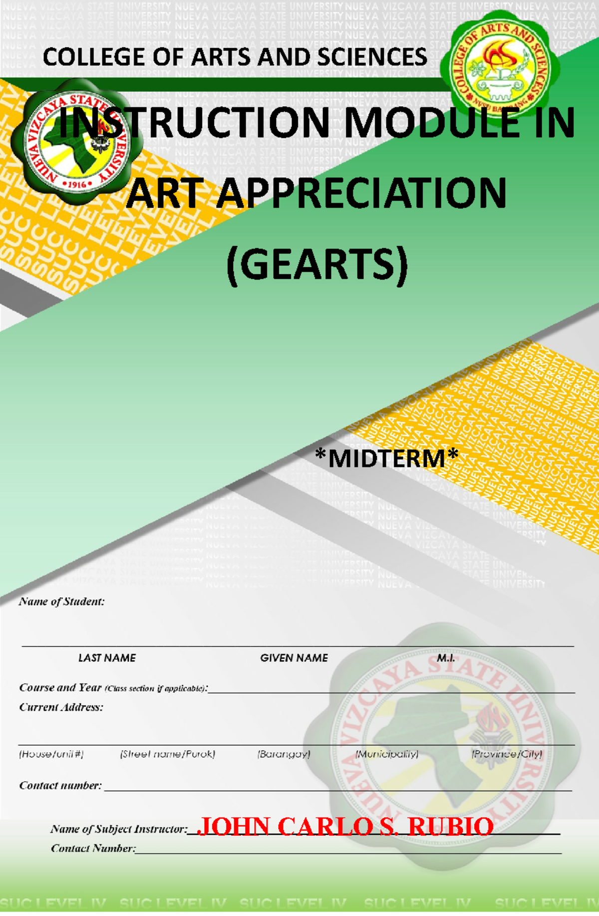 Art Appreciation Midterm Module - NUEVA VIZCAYA STATE UNIVERSITY ...
