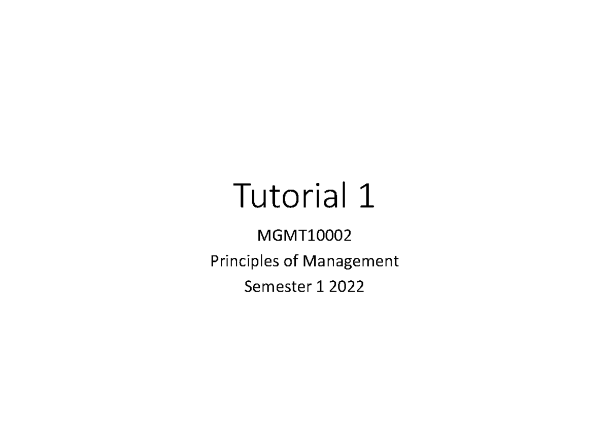 MGMT10002 Tutorial 1 Sem 1 2022 - MGMT10002 - Unimelb - Studocu