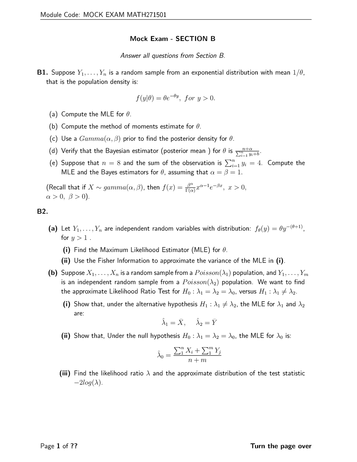 Mock Exam- Section-BSolutions - Mock Exam - SECTION B Answer All ...