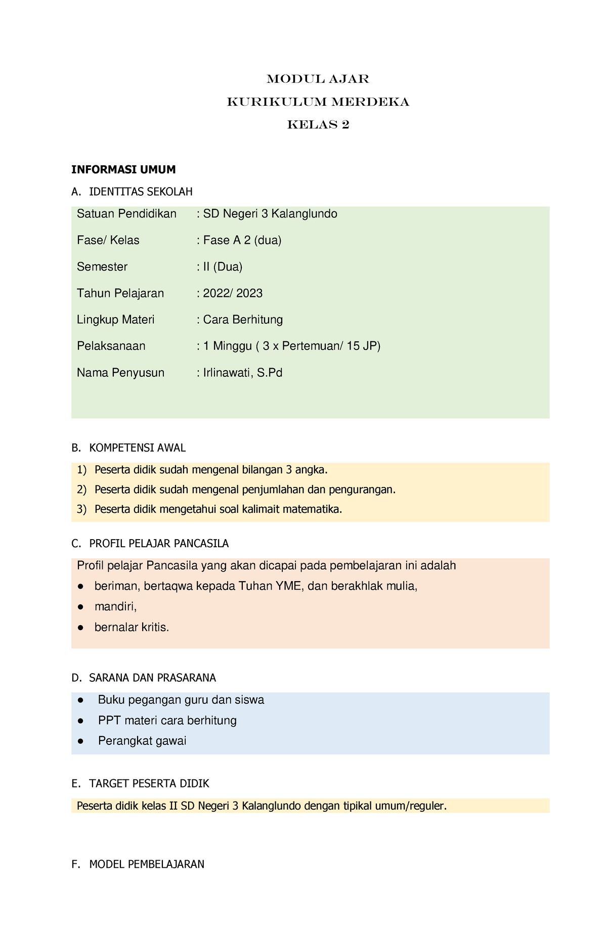 Modul Ajar Sd Kelas 2 - MODUL AJAR Kurikulum Merdeka KELAS 2 INFORMASI ...