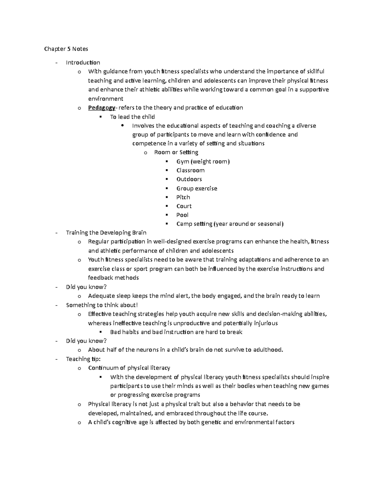Chapter 5 Notes - Chapter 5 Notes Introduction o With guidance from ...
