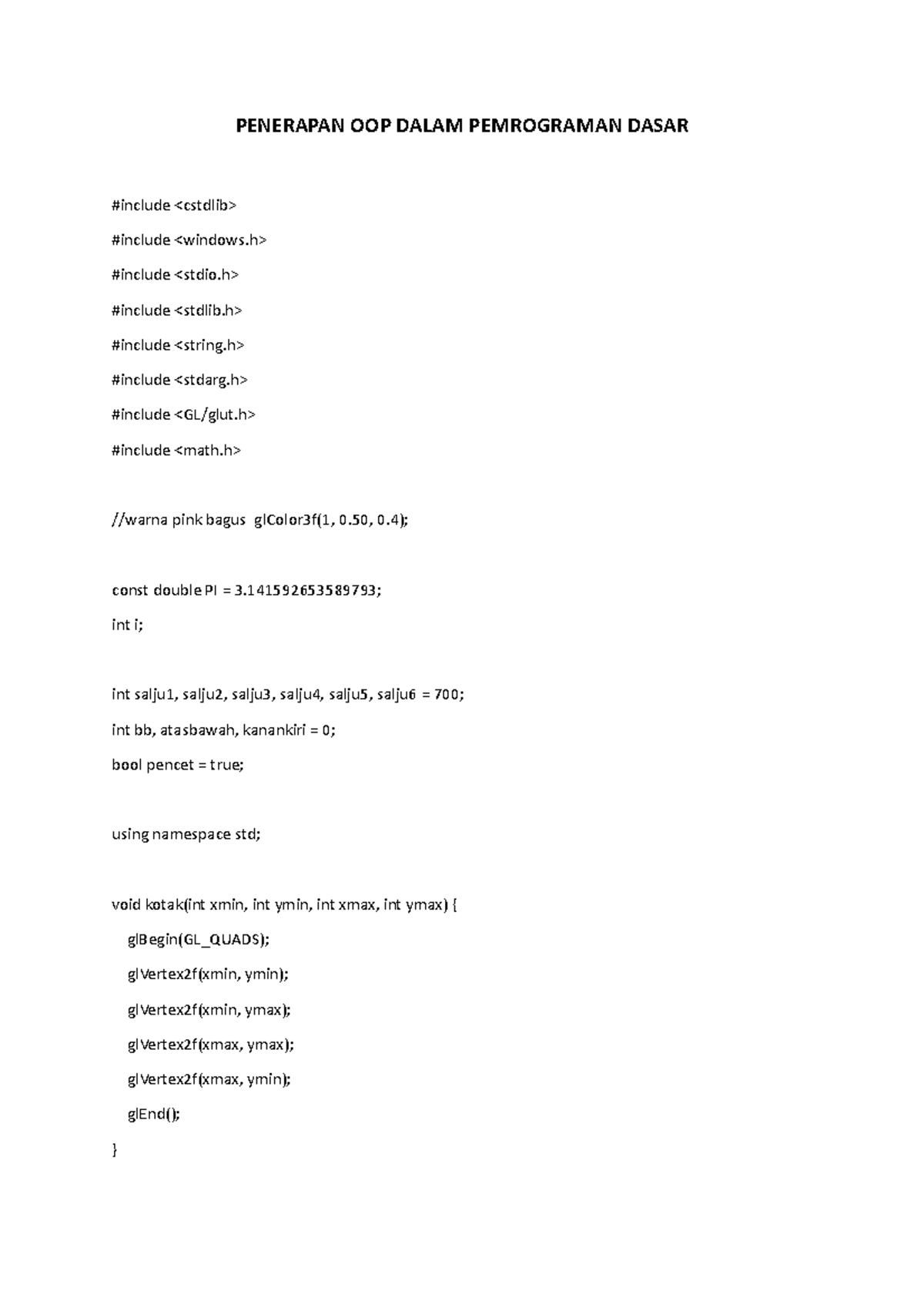 PENERAPAN OOP DALAM PEMROGRAMAN DASAR - PENERAPAN OOP DALAM PEMROGRAMAN ...