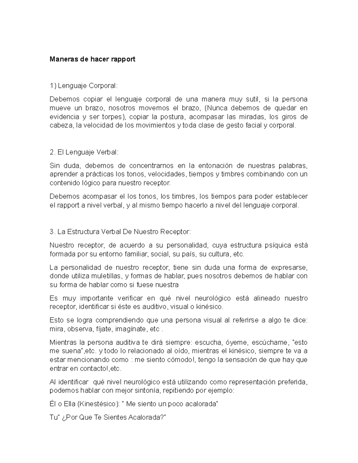 Tecnicas de rapport - Maneras de hacer rapport Lenguaje Corporal ...