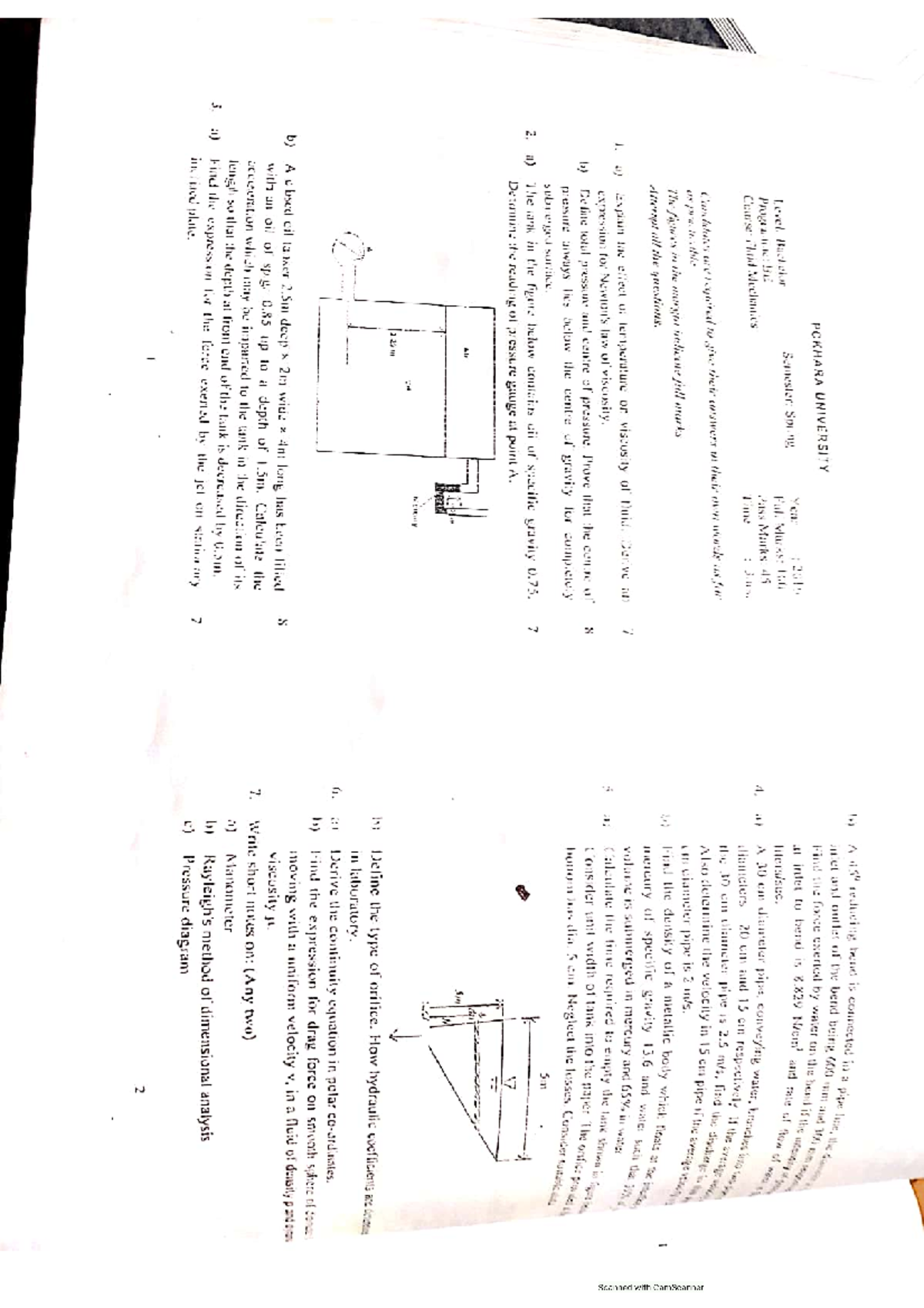 Fluid question - Civil Engineering - Studocu