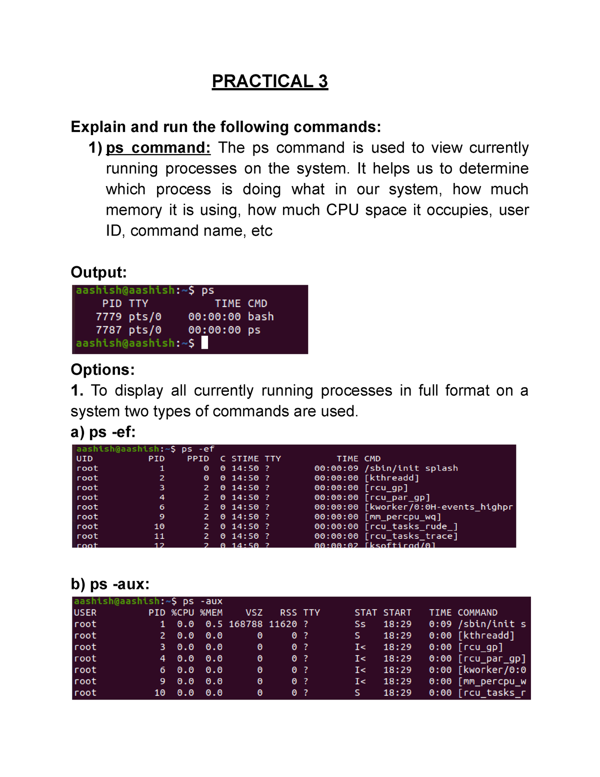 Vi Editor Commands In Linux Operating System Practical 3 Explain And Run The Following Commands Studocu