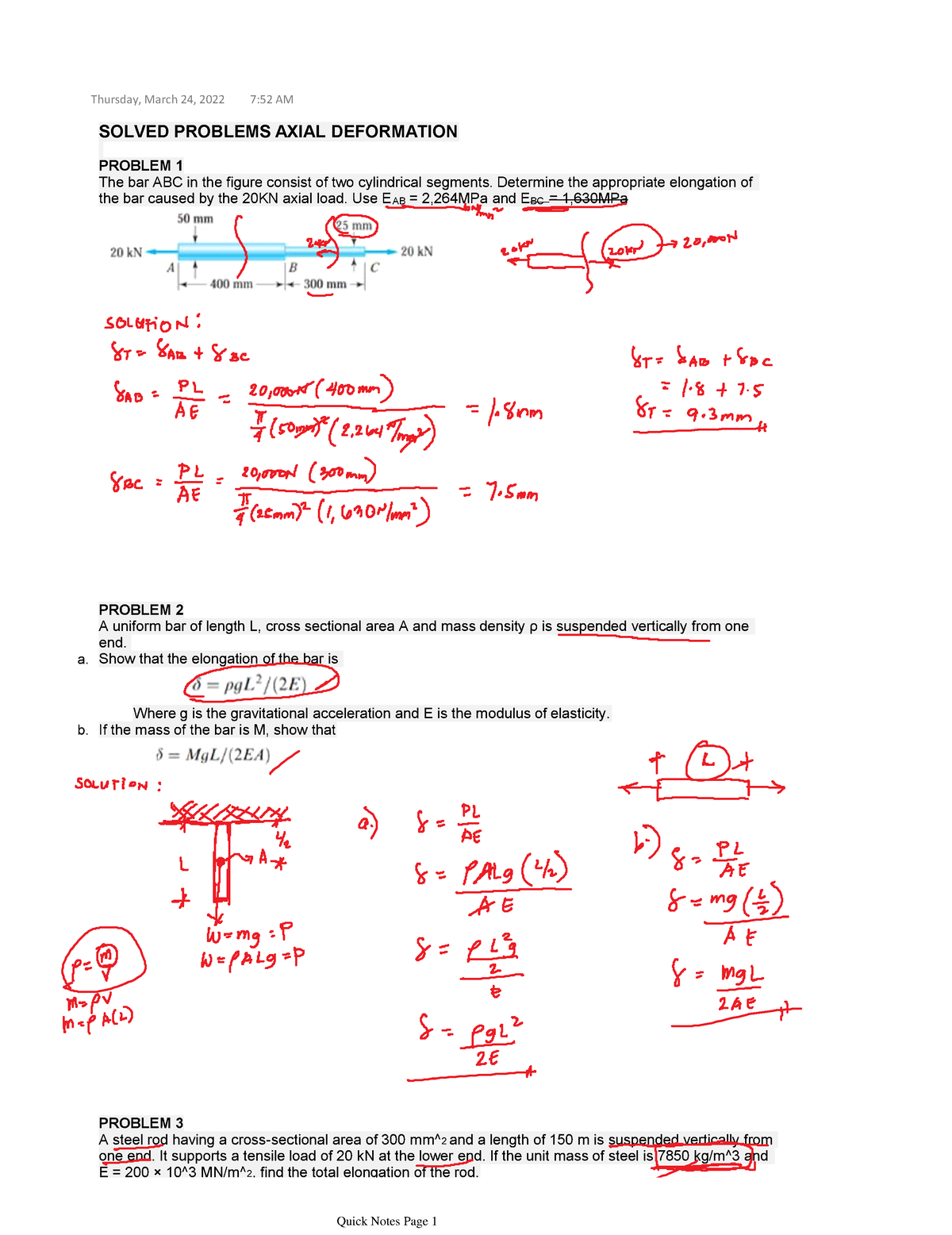 axial deformation problem solving