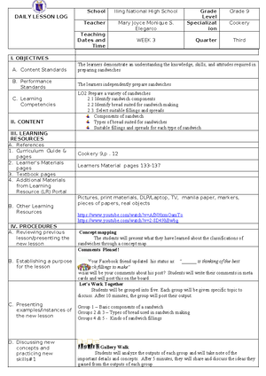 Module 2 LAS - This is for TLE 9 Cookery students. - NAME DATE GR/SEC ...