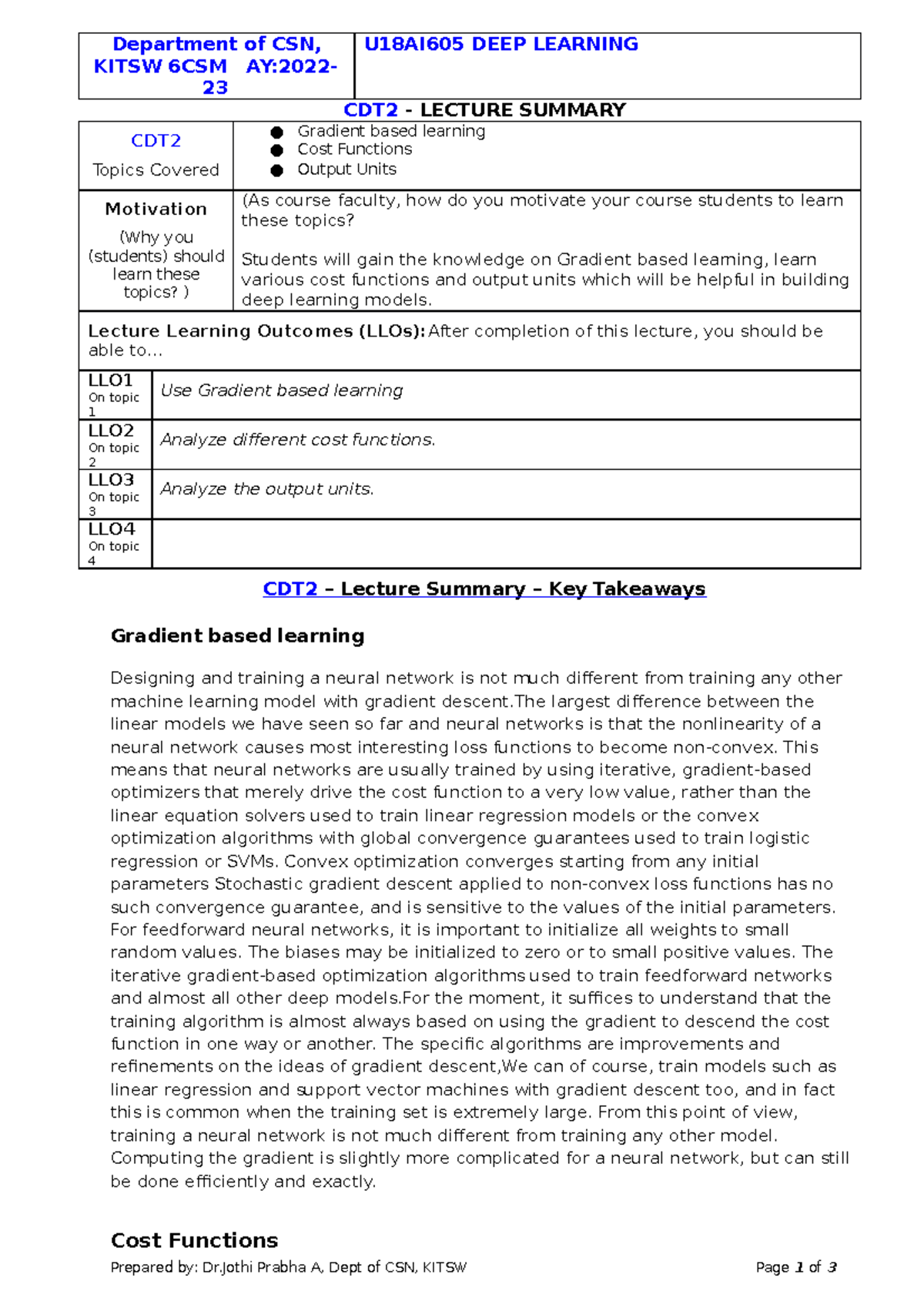 DL 2 2022 23 - Notes for DL - Department of CSN, KITSW 6CSM AY:2022- 23 ...