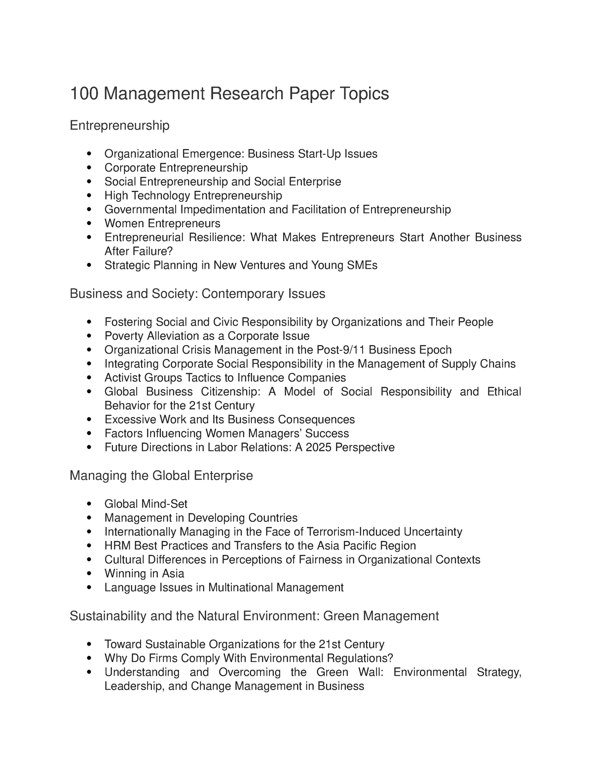 environment related research topics
