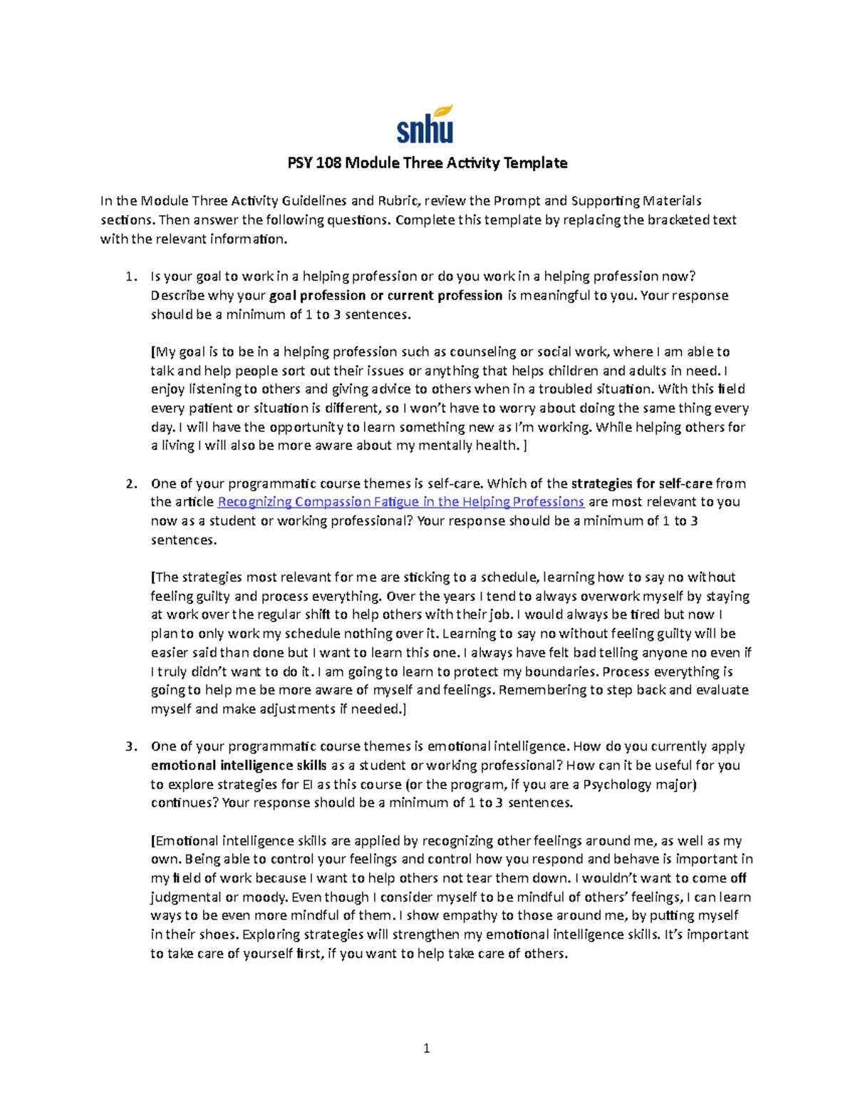 Module Three Activity Template - Then answer the following questions ...