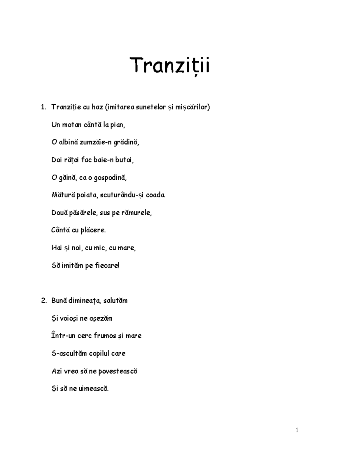 Tranziții - Tranzi iiț Tranzi ie cu haz (imitarea sunetelorț și mi ...