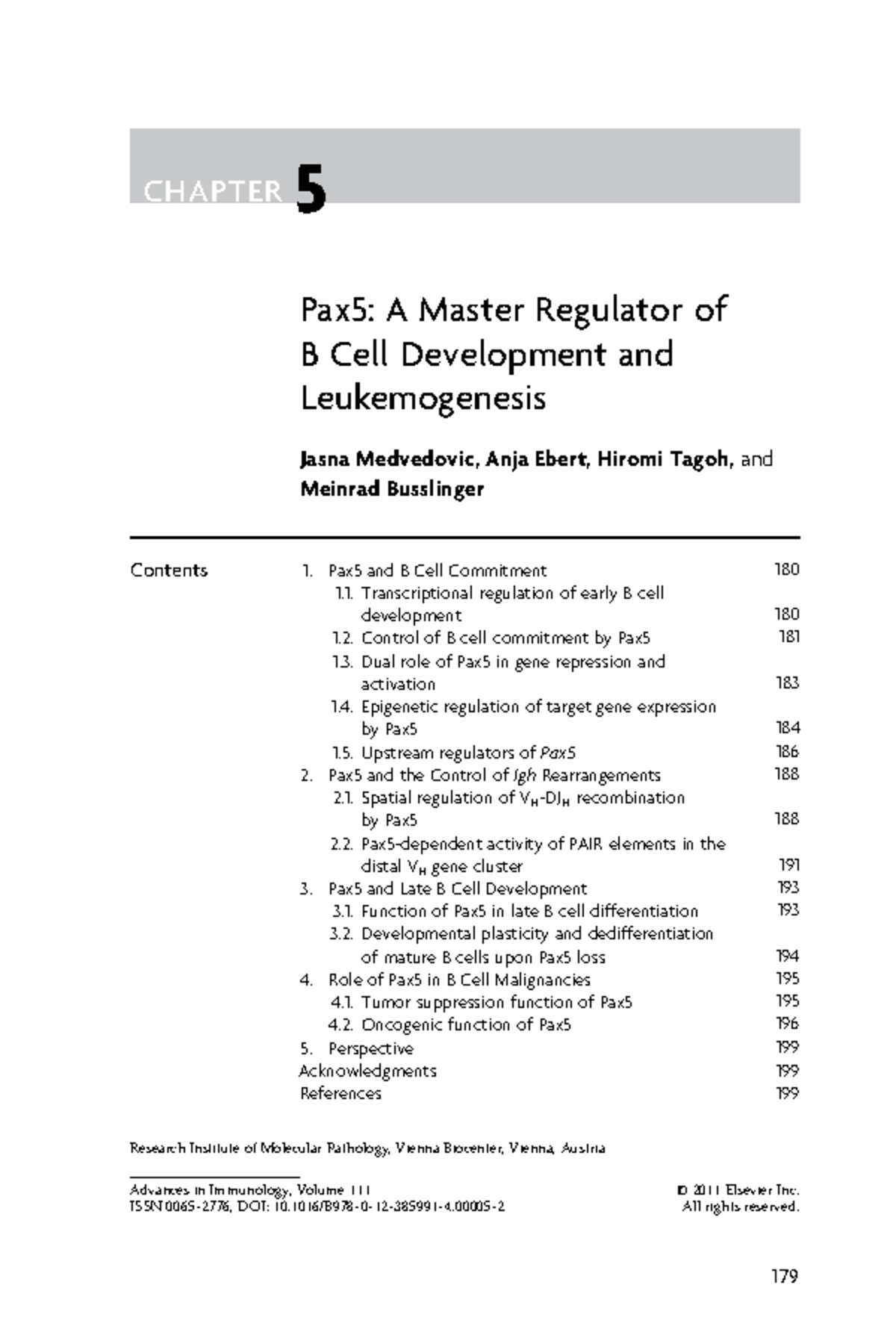 1-s2 - CHAPTER 5 Pax5: A Master Regulator Of B Cell Development And ...