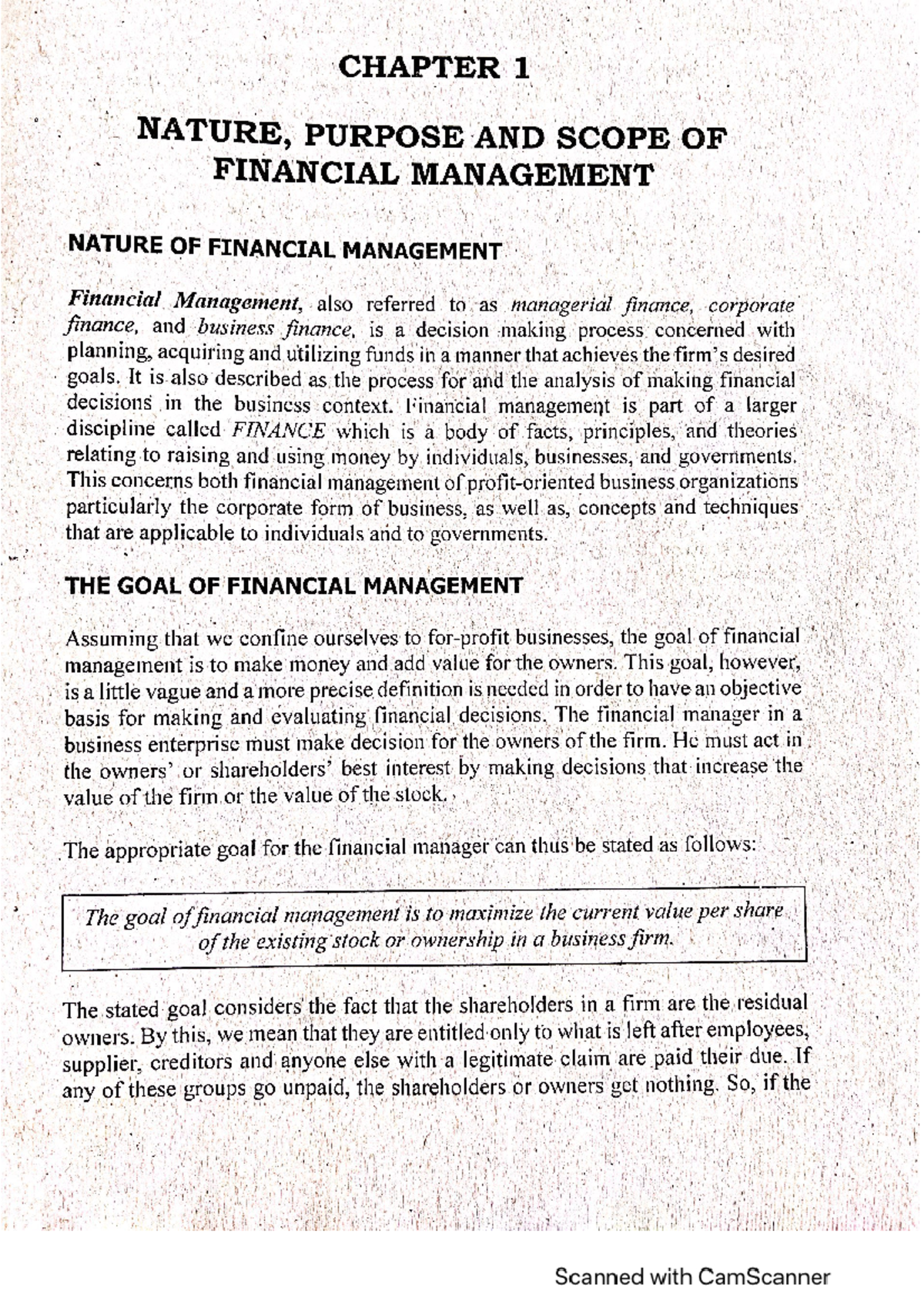FM-Lesson 1 - Financial Management - Business Finance - Studocu
