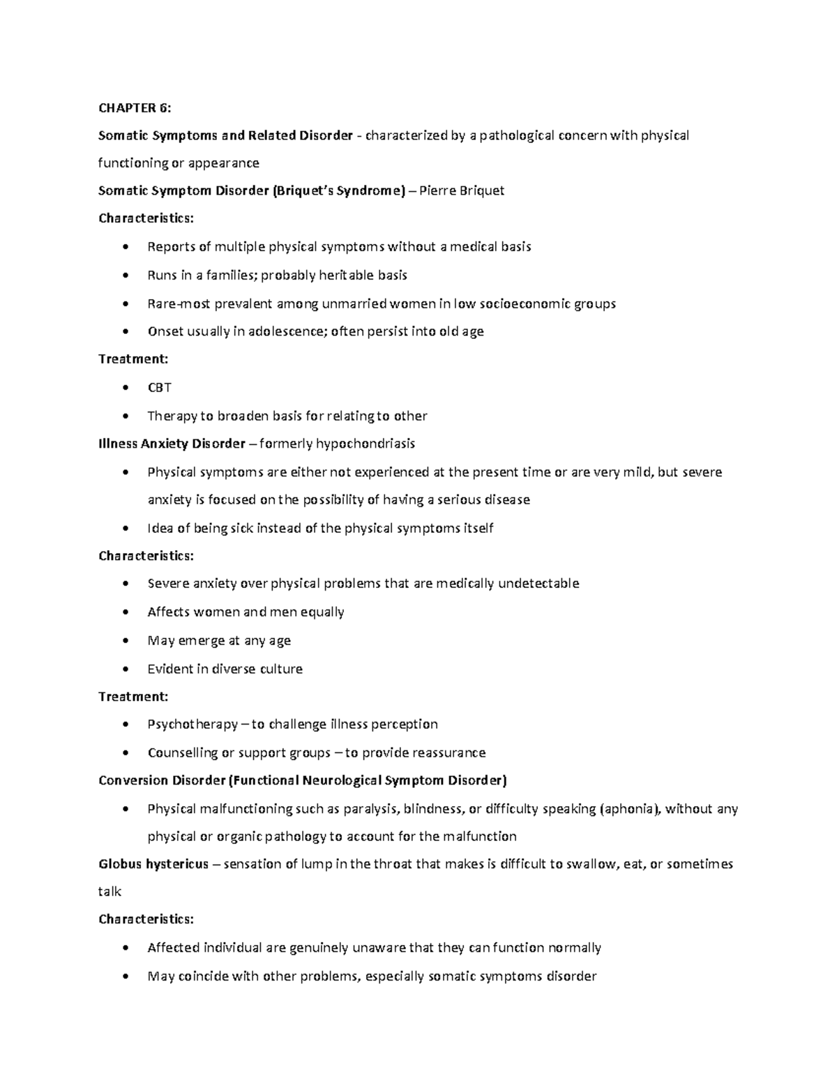 Abnormal Psychology (Chapter 6-10) - CHAPTER Symptoms and Related ...