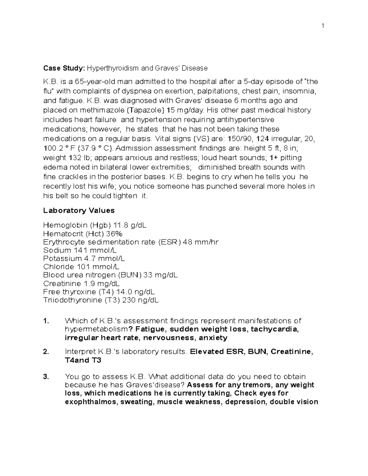 hyperthyroidism case study nursing