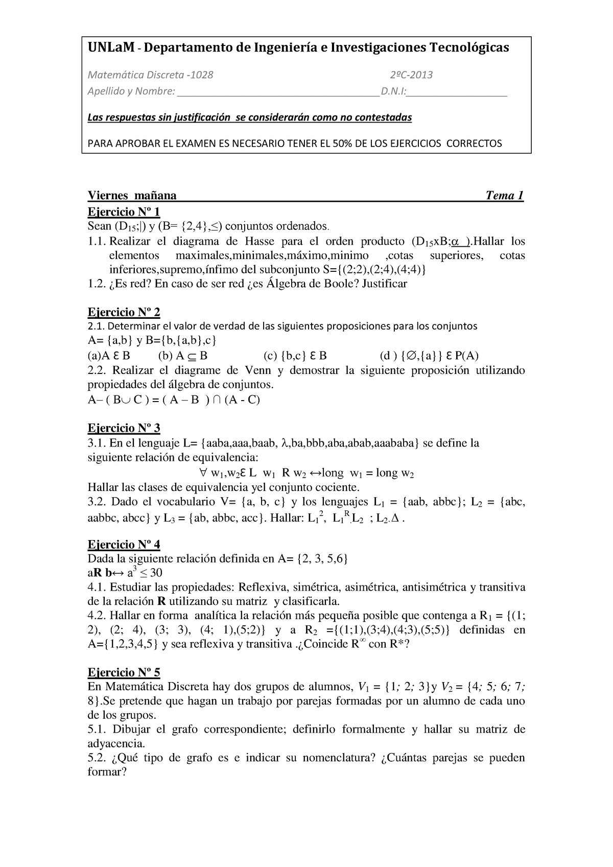 315075281 Parcial Matematica Discreta Unlam - Matem·tica Discreta -1028 ...