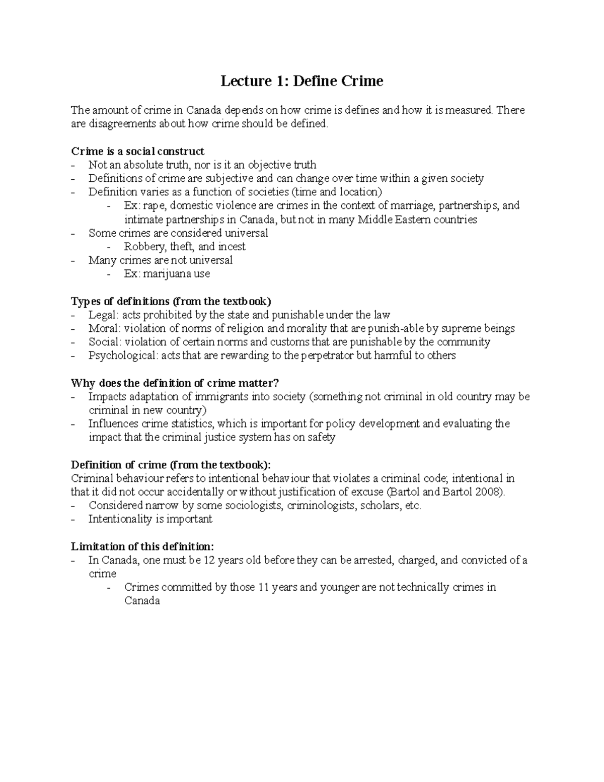 Module 1, Lecture 1 - Define Crime - Lecture 1: Define Crime The amount ...