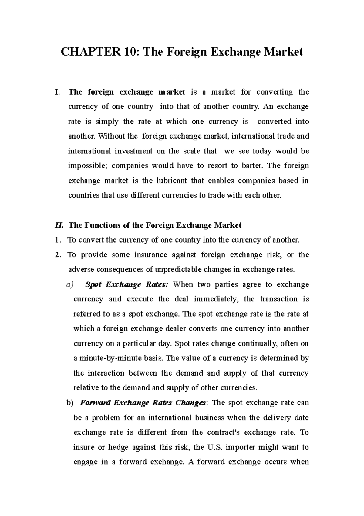 Review Chapter 10 - Cijfer: 7 - CHAPTER 10: The Foreign Exchange Market ...