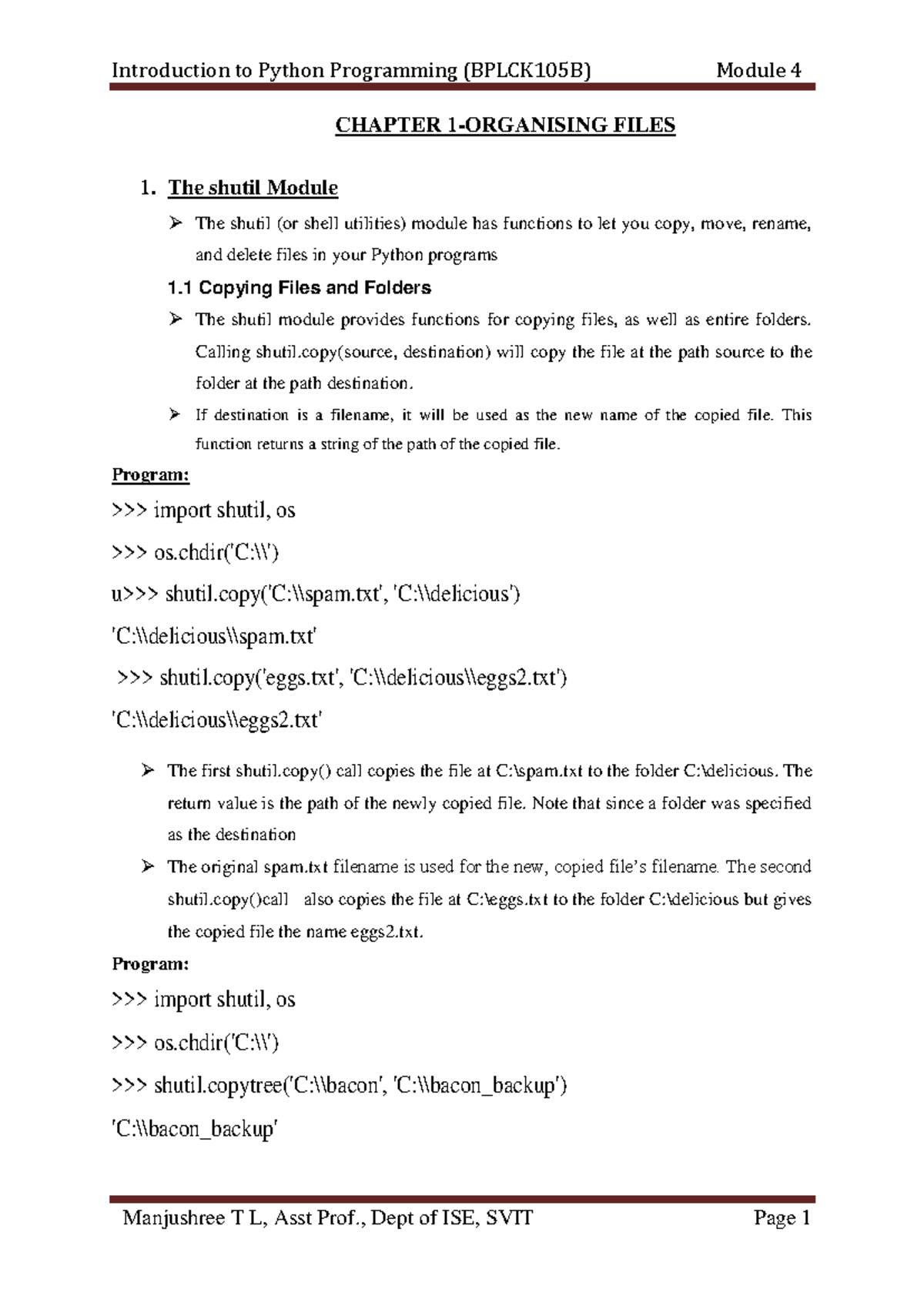 Module 4 Pythonn - CHAPTER 1-ORGANISING FILES The shutil Module The ...