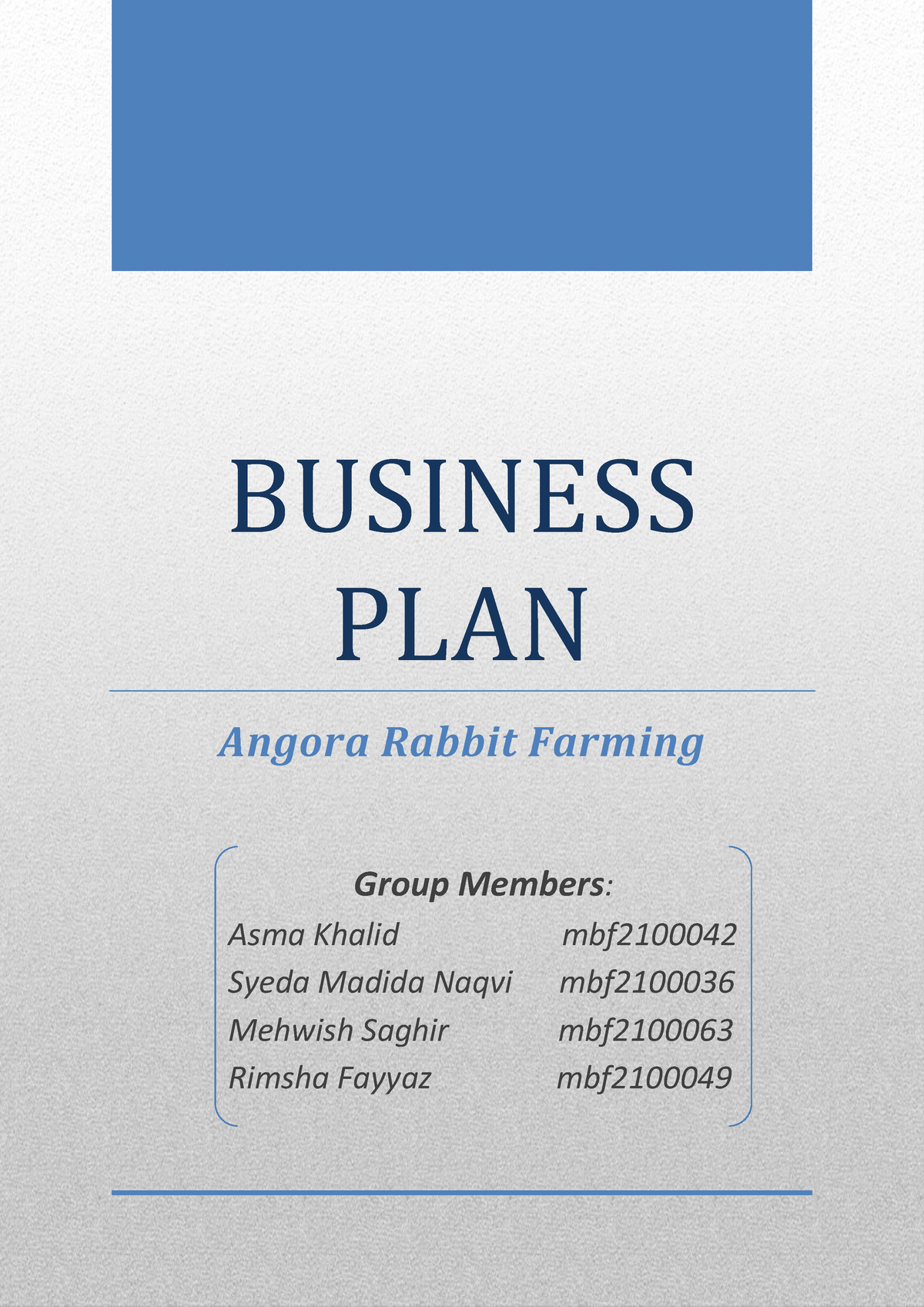 angora rabbit farming business plan