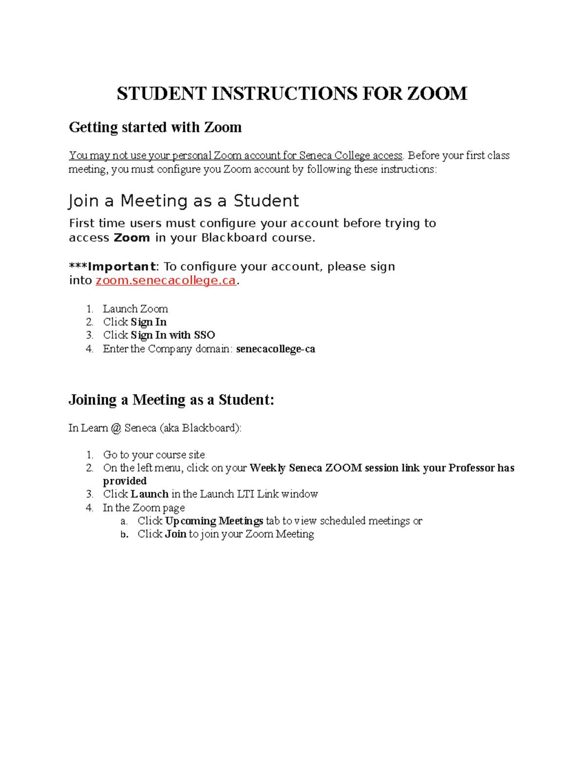 Student Instructions FOR ZOOM STUDENT INSTRUCTIONS FOR ZOOM Getting