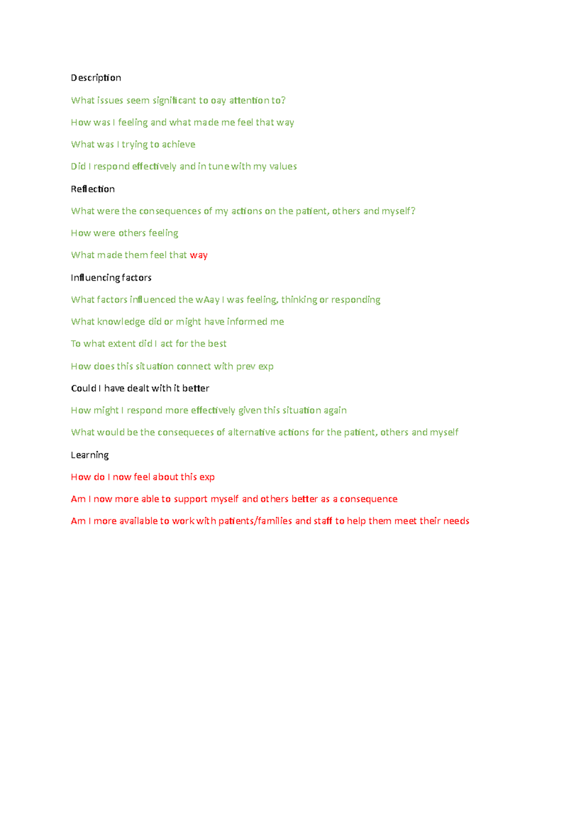 Johns model - Description What issues seem significant to oay attention ...