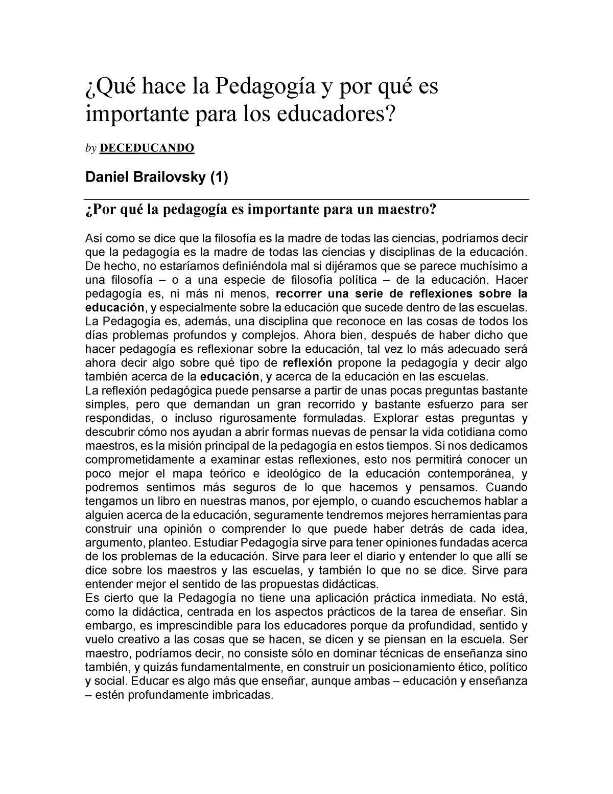 Brailovsky Qu Hace La Pedagog A Y Por Qu Es Importante Para Los Educadores Qu Hace La