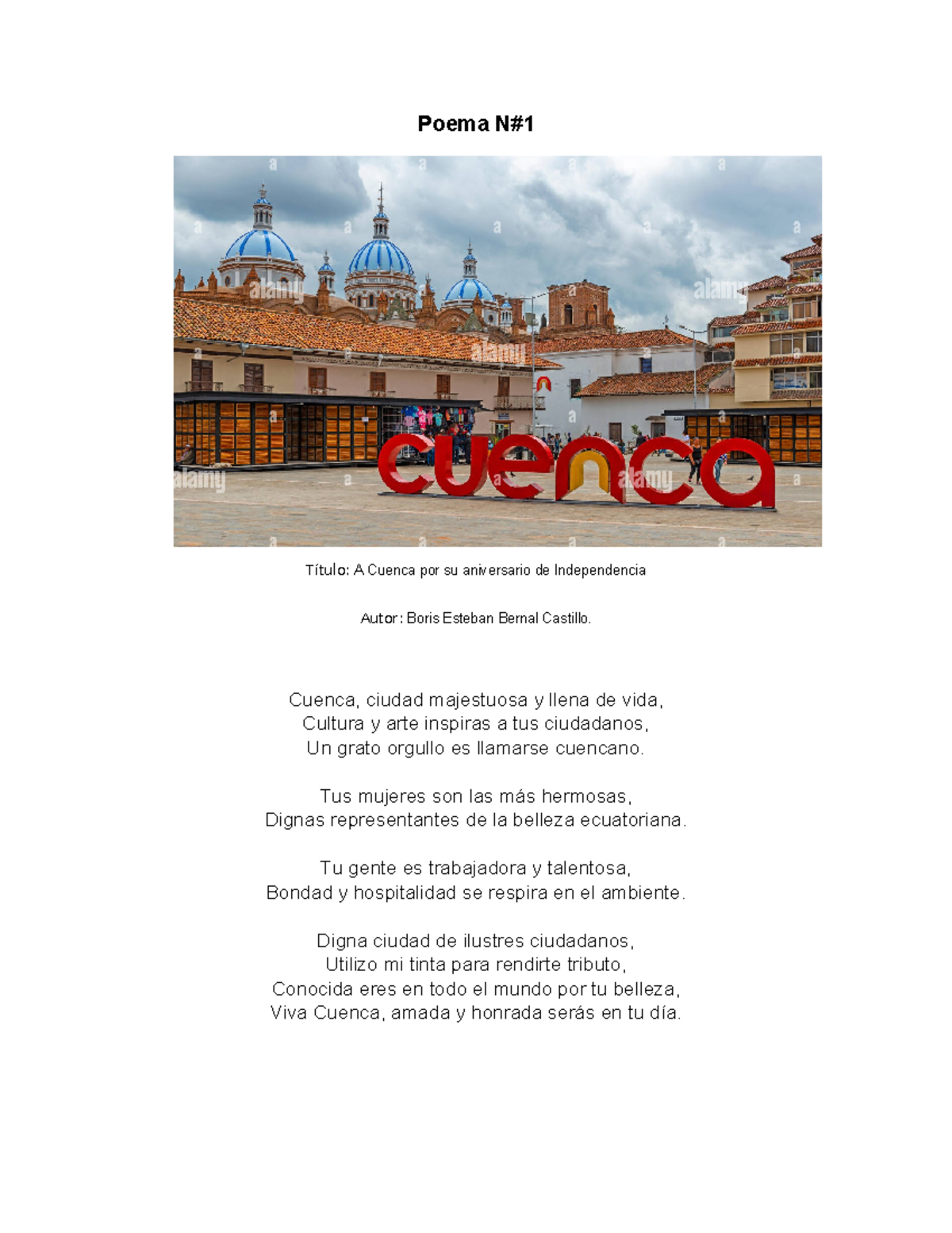 Poemas a cuenca - Poema N# Título: A Cuenca por su aniversario de ...