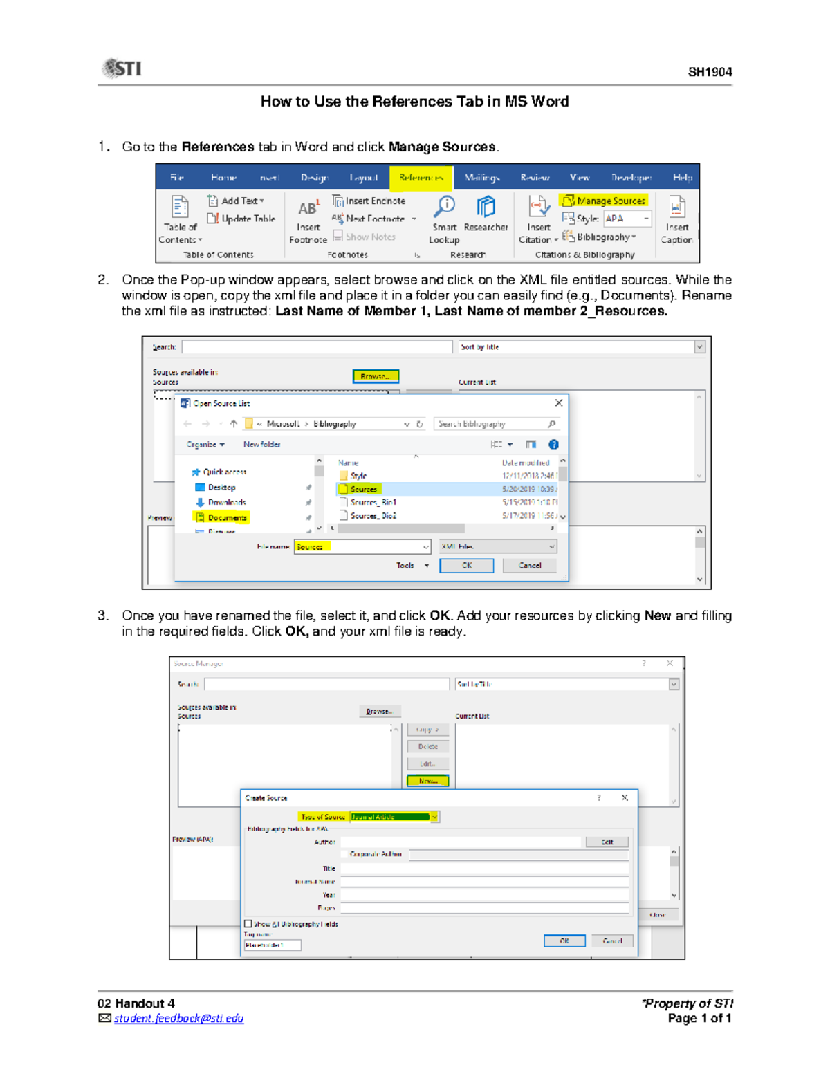 References Tab In Ms Word