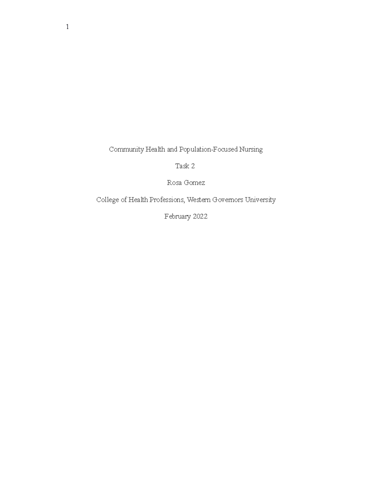 R. Gomez C228 Task 2 Paper - Community Health And Population-focused 