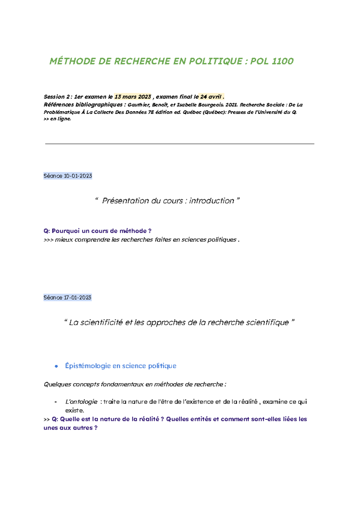 Session 2 POL 1100 - cours intra - MÉTHODE DE RECHERCHE EN POLITIQUE ...