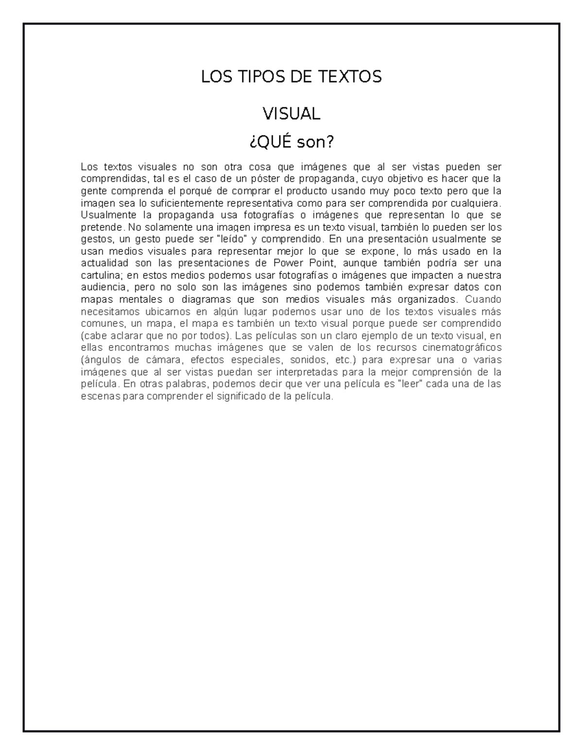 LOS Tipos DE Textos ( Visual) - LOS TIPOS DE TEXTOS VISUAL ¿QUÉ son ...