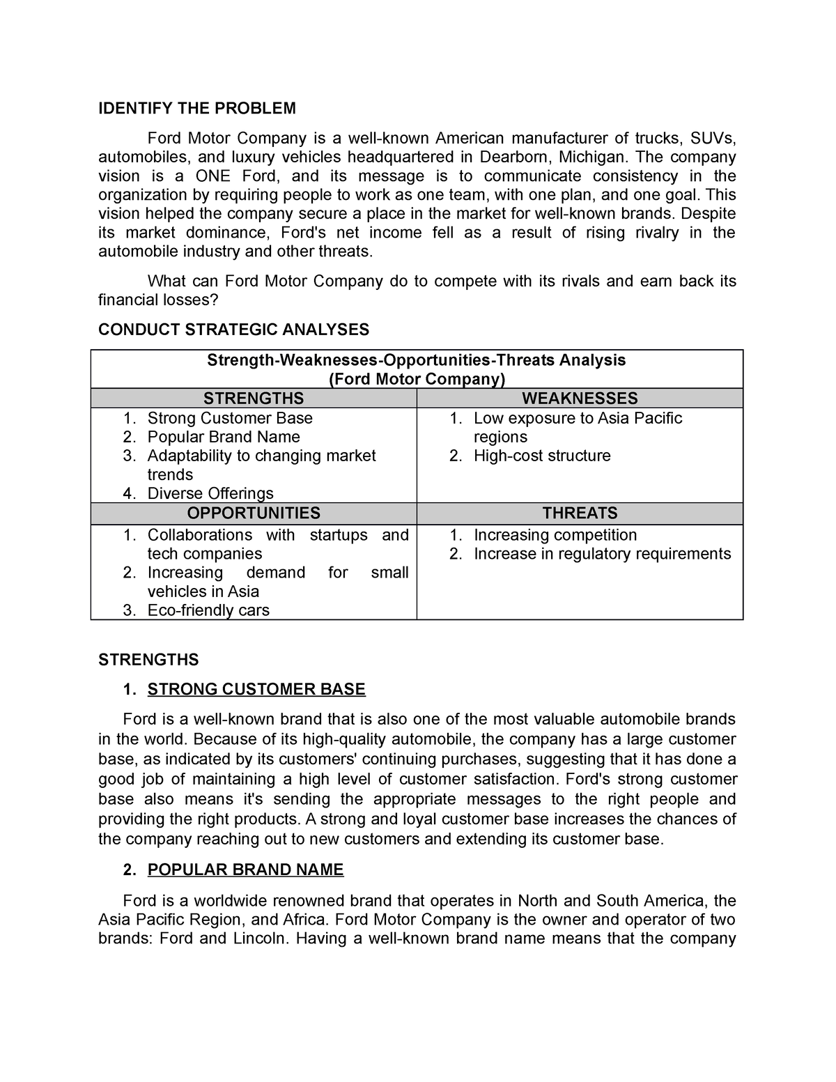 case study analysis of ford motor company