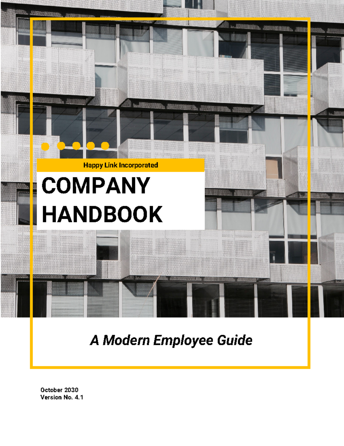 Modern Employe Handbook Template - COMPANY HANDBOOK Happy Link ...