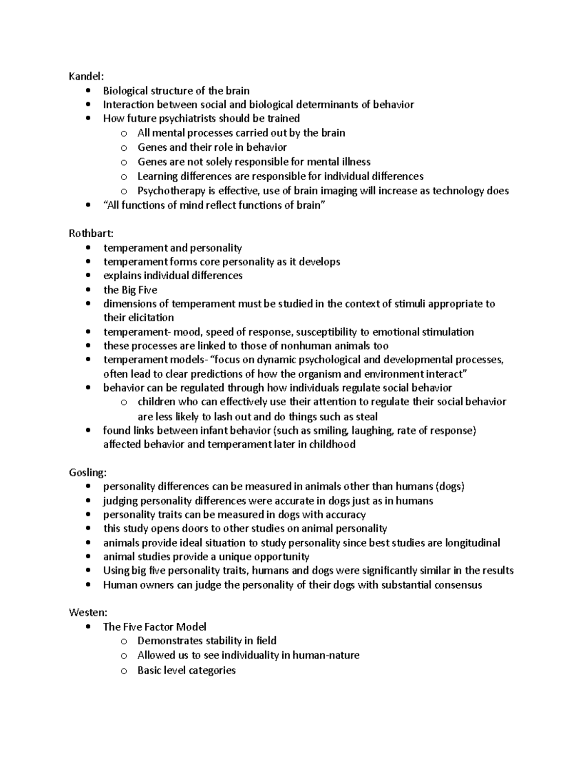 Notes for reflection 4 - Kandel: Biological structure of the brain ...