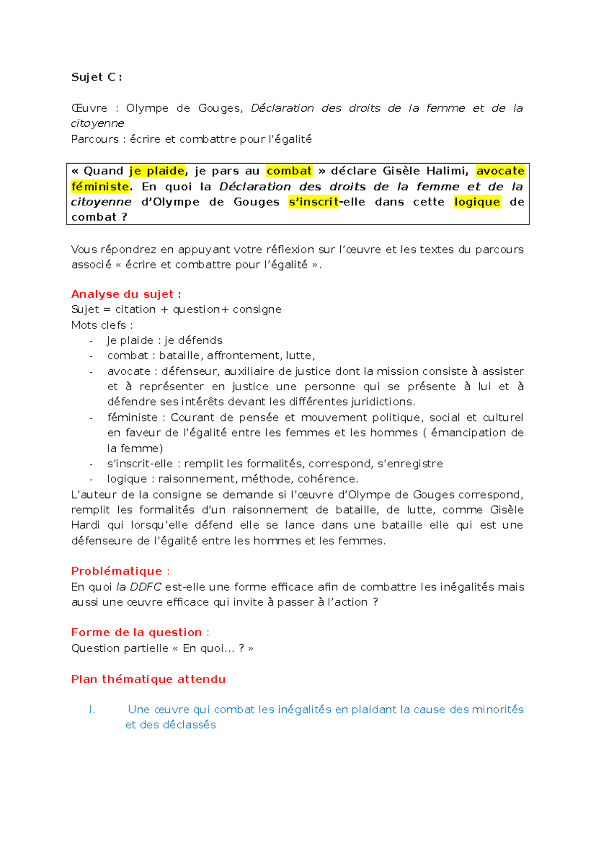 dissertation bac blanc francais