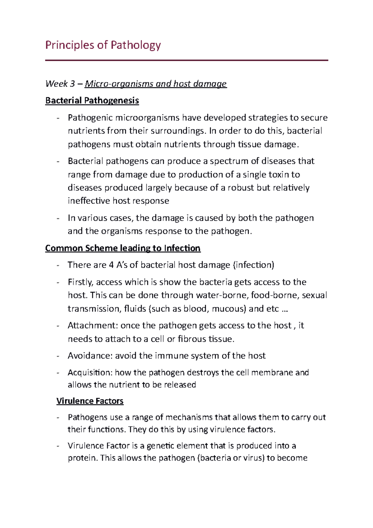 Principles of Pathology Notes - Principles of Pathology Week 3 – Micro ...