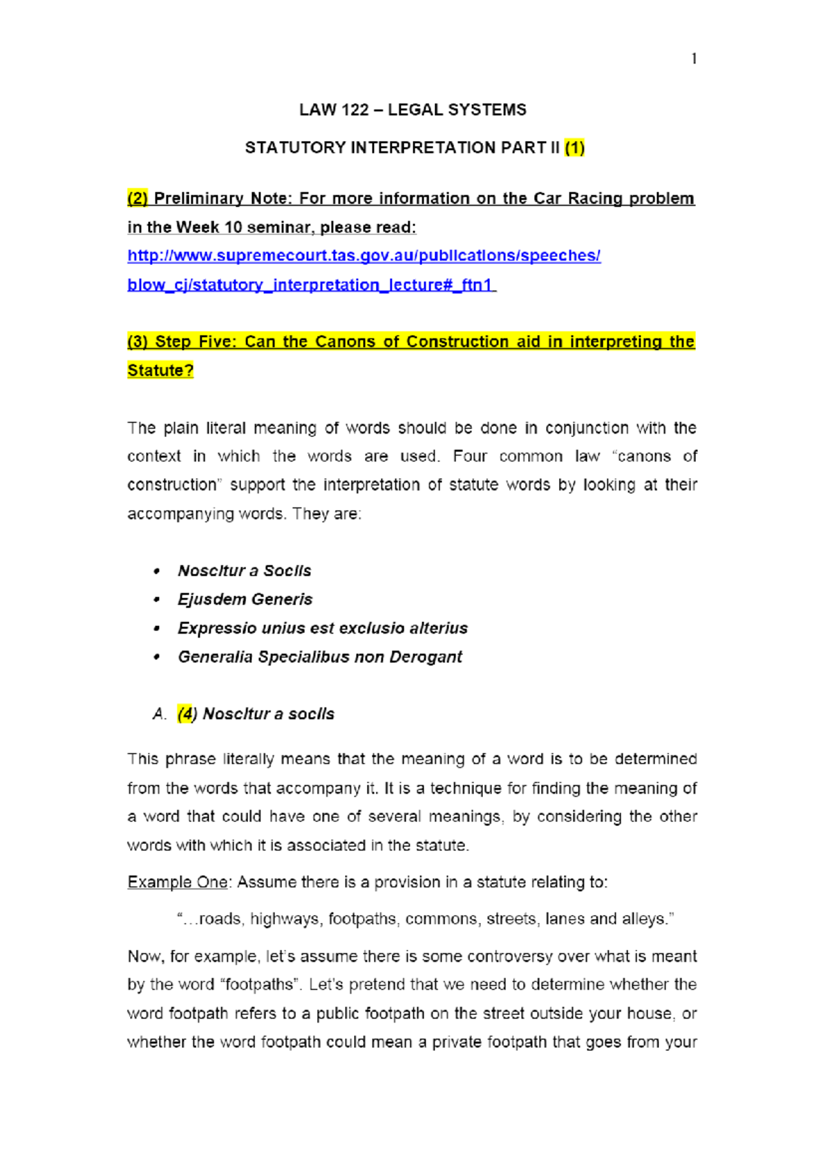 Statutory Interpretation Part 2 - LAW122 - Studocu