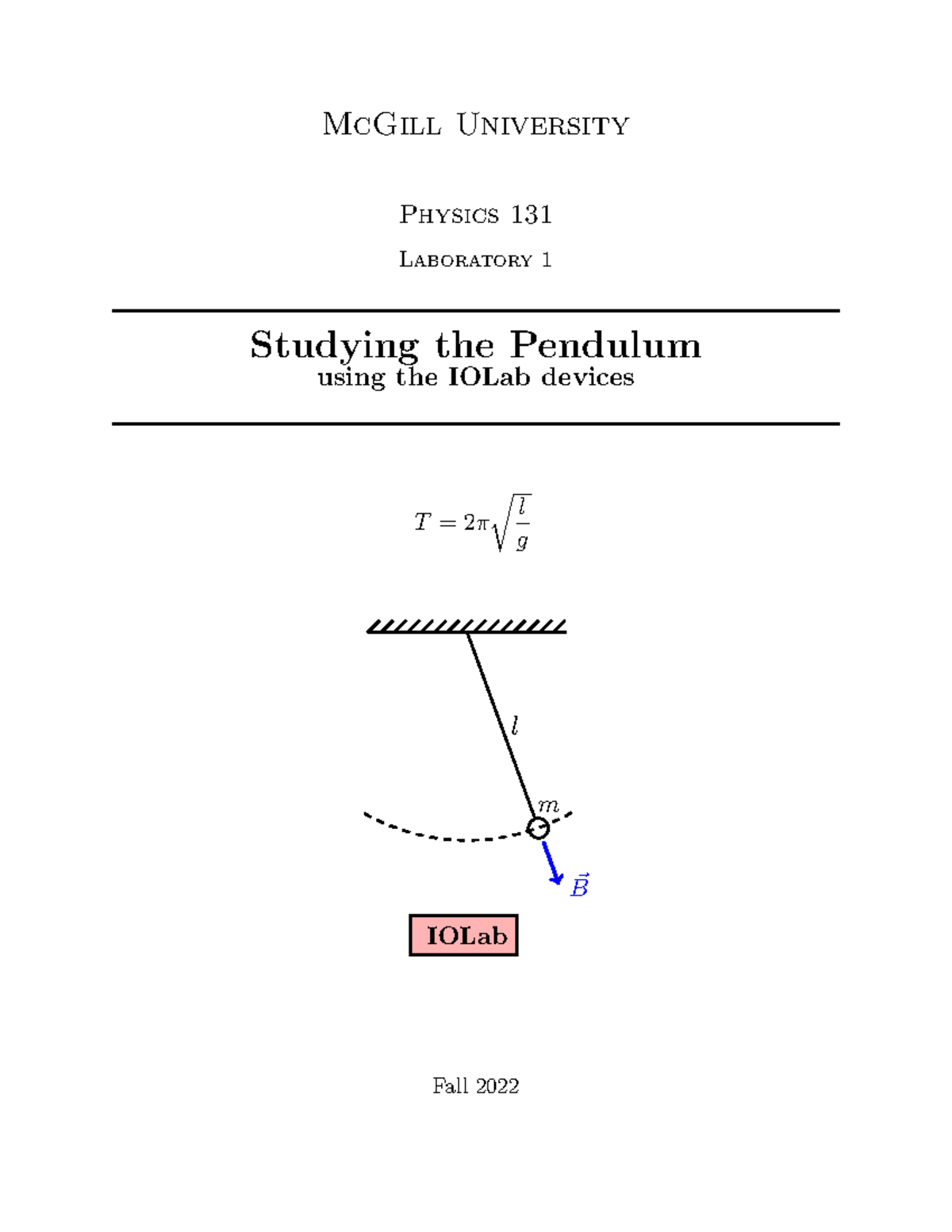 Lab1 Phys131-2022-pendulum - McGill University Physics 131 Laboratory 1 ...
