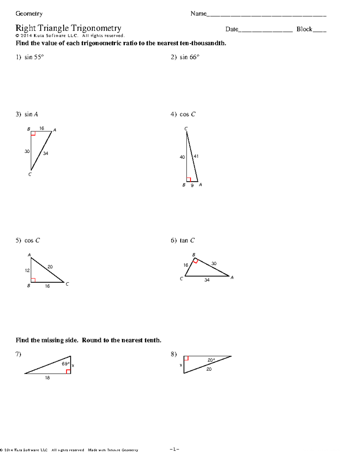 Right Triangle Trigonometry 2.2 - ©W 82 O 0 S 1 b 4 v SK 2 uPtxa 8 kS 1 ...