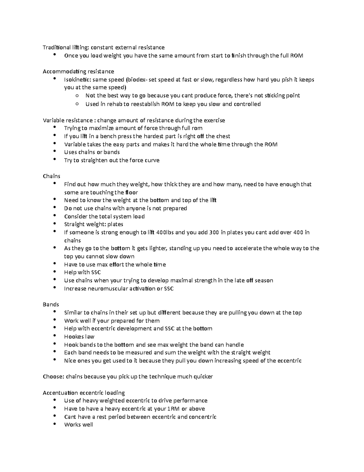 Variable resistance - dr taber notes - Traditional lifting: constant ...